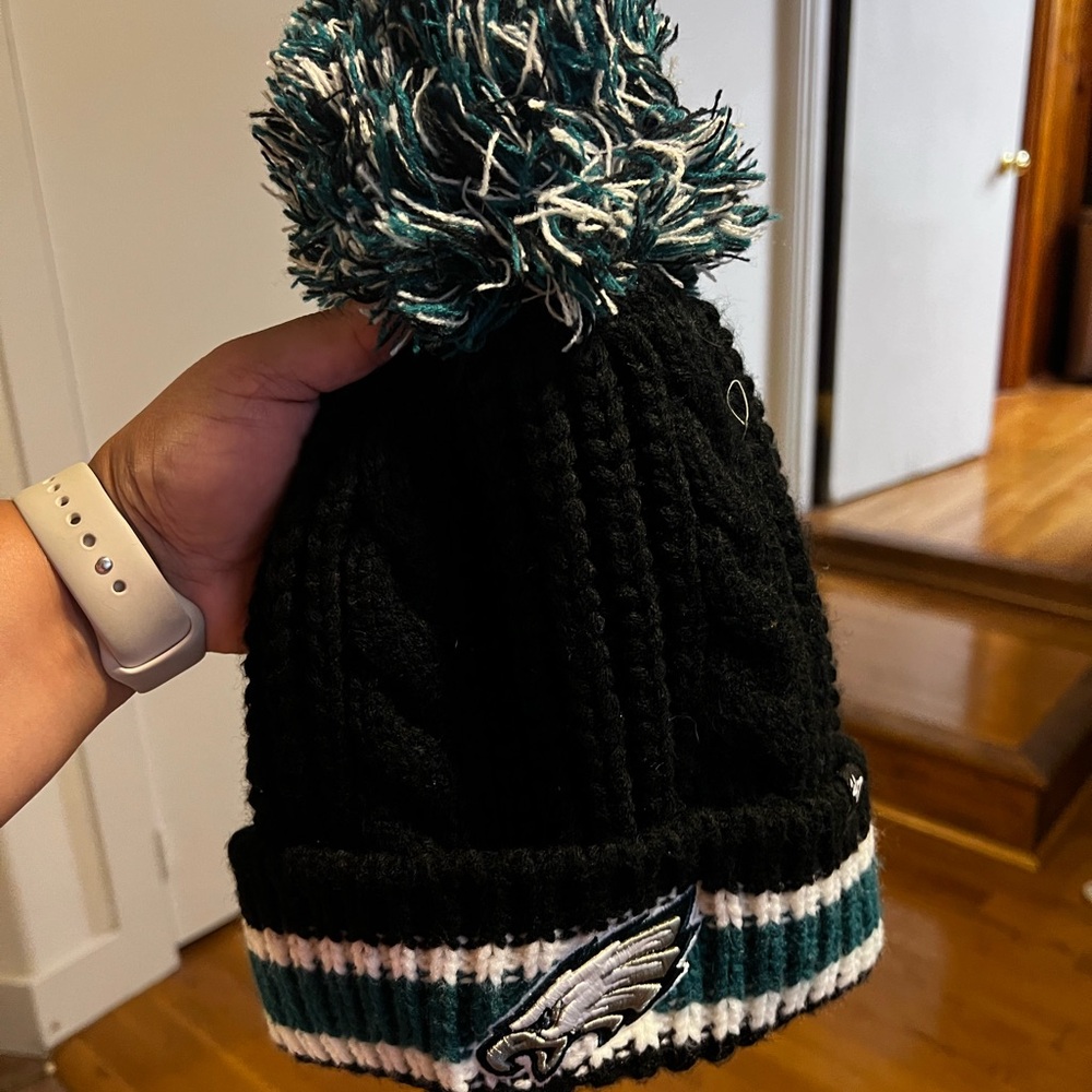 NFL Eagle Black and Green Beanie with Pom-Pom